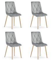 LIBRA chair - light gray velvet / wood color legs x 4