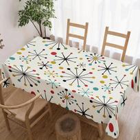 Mid Century Modern Atomic Rectangle Table Cloth for Table Decor Kitchen Dining Waterproof Reusable Tablecloth for Tables Party 90x140cm