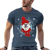 Happy winter husky in warm hat and scarf. T-Shirt Unisexs graphic t shirts Unisex t shirt graphic Unisex t shirt luxury T-shirt S