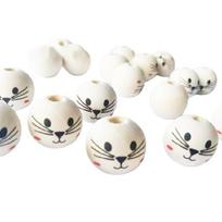 Natural Wood Beads Wooden Faced Beads Wooden Balls with Hole for DIY Decor Craft 1