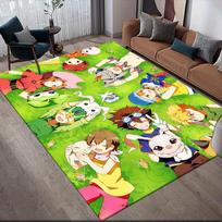 Digimon Adventure Full Crew Anti-Slip Rug, Rectangular Carpet for Bedroom, Sofa & Game Space 60x90cm