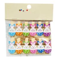12Pcs Wood Photo Peg Bunnies Photo Clip with 1.5Yard String For Easter Wedding Party Home Decoration And Photo Hanging 1