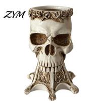Artistic Resin Statue Gothic Skull Vase, Spooky Head Statue, Halloween Table Centerpiece Dark Aesthetic Room Decor Retro Flower Vessel for Home Shelf