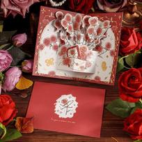 Creative Pop Up Love 3D Greeting Card with Envelope Rose Valentine's Day Card Flower Thank You Card Happy Birthday