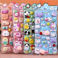 8pcs Funny Cartoon Animal Happy Buttocks Stickers Cute Bunny Cat Panda Pinchable Decompression Toy Bubble Decals Decoration Gift