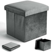 Folding velvet pouf DIEGO graphite VELVET size M