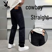 Playboy Men's Slim Fit Straight Black Jeans 30