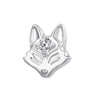 Eternal Metal ASTM F136 Titanium Fox Head with Clear CZ Ear Piercing Navel&Labret Jewelry Internally Threaded Ends Tops 0.9mm thread&Internally Threaded Tops Ends