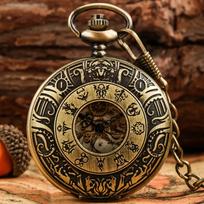 Libang Quartz Movement Pocket Watch Half Hunter Pendant Eye Cthulhu Antique Male Female Students' Lovecraft Mythological Symbol Eye of csulu