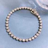 2022 New S925 Silver 0.3ct High Carbon Mosan Extremely Simple Light Luxury Trendsetter Full Bracelet 17cm