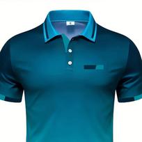 Men's Geometric Line Print Lapel Polo Shirt Slim‑Fit Short‑Sleeve Summer Daily Casual Tops S