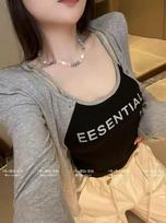 Women's Scoop Neck Sleeveless Tank Top Slim Fit Sweet Letter Printed Camisole SIZE