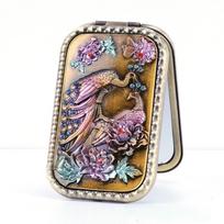 Square Compact Pocket Mirror Vintage Cosmetic Folding Mirror Deroration Makeup Mirror  Travel 01