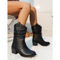 Round Head Comfortable Pile Boots Women's Summer Versatile Western Cowboy Boots Women's Boots 36