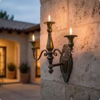 2 Pieces Bronze Wall Candle Sconce Antique Finish Classic Home Decor for Villa, 25w342jd