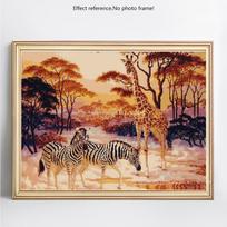 Deimantinis siuvinėjimas Mozaikinis gyvūnas žirafa ir zebra deimantų tapyba kryželiu 20X30CM brown