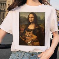 Mona Lisa marškinėliai Hip Hop 90S Laisvalaikiai trumpomis rankovėmis marškinėliai Drabužiai Gatvės apranga Harajuku Style T 2XL balta