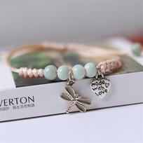 Fresh Butterfly Dragonfly Pearl Bracelet Handmade Fashion Beaded Bangles Lovely Sweet Couple Women Gift Decoration Wriststrap gray