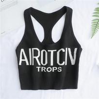 Summer New Sexy Spice Girl Alphabet Slim Chest Open Back Versatile Cropped Knit Vest Suspenders Women's Wear One size