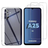 Case for Samsung Galaxy A25 5G and 2 Tempered Glass Screen Protector Phonillico® skaidri