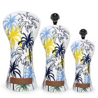 Aliennana Coconut Wood Goblet Golf Club Golf Wood Covers for Driver Fairway Wood and Utility Driver with Premium Embroidery and PU Leather Covers for