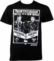 Walking Dead Grimes Vs Negan Poster Adult 100% Cotton T-shirt Mens Tees Top - AMC Rick Grimes Fight Poster L gray
