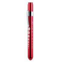 Portable Medical First Aid LED Pen Light Flashlight Torch Lamp with Pupil Gauge raudona