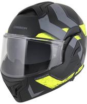 Atverčiamas motociklo šalmas Cassida MultiFlip Korp P/J - Matt Black/Fluo Yellow/Grey