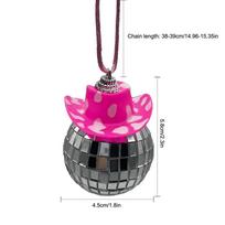 Disco Ball with Cowboy Hat for Car Rear View Charm Decoration Reflective Hanging Ornament for Birthday Party Wedding Supplies