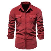 Men's Autumn Cotton Corduroy Men's Business Shirt Slim Casual Shirt Long-sleeved Jacket M