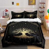 Golden Tree of Life Design Bedding Set Bedding set (1 duvet cover, 2 pillowcases, duvet not included) 135x200cm