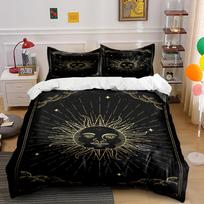 Golden Sun and Starry Night Bedding Set Bedding set (1 duvet cover, 2 pillowcases, duvet not included) 135x200cm