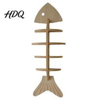 Makeup Brush Storage Organizer Fish Bone Rack Wood Wall Mounted Floating Shelf Ocean Style Decorative Shelves for Trinkets Art Display Bedroom A