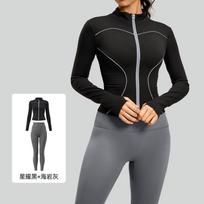 Reflective Running Set Women Windproof Slim Fit Jogging Outfit Long Sleeve Top Pants Small