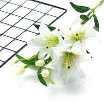 6 Heads Floral Real Looking Long Stem Fake Plant Faux Lilies Artificial Flower Bouquet Branch