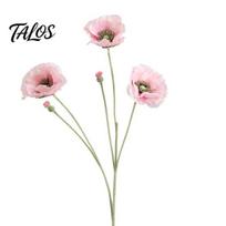 Natural Look Faux Floral Stems 5 Heads Artificial Poppies Flowers with Stems, Silk Fake Flowers, Realistic for Home Decor Bouquet Wedding Table