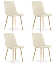 TURIN chair - light beige velvet / wood-colored legs x 4