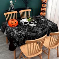 Skull Happy Halloween Rectangle Tablecloth for Tables Home Dining Waterproof Holiday Party Table Cloth Halloween Decorations 90x140cm