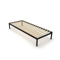 Bed Frame BED ALU 80x200 Metal Wooden Slats Modern BLACK