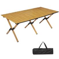 HEEOREV Camping Table Outdoor Folding Table Roll Table 60kg Load Capacity Legs 120 x 60 x Wood Automated Touring Picnic High Durability Easy Assembly