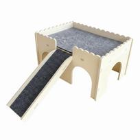 Bite Resistant Wooden Hamster House Removable Breathable Small Animal Hideout Double-Layer Climbing Ladder Small Pet Climbing