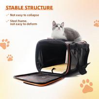 Portable Airline-Approved Dog and Cat Carrier Bag Soft Sided Puppy Travel Bag for Hiking for Small Animals Pet Carrier (Blue,L)