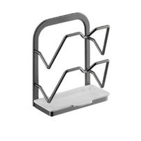 Multi-layer Pot Cover Storage Shelf Carbon Steel Vegetable Board Holder  Cabinet Grey-2 layers