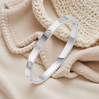Stylish Ten Diamond Titanium Steel Couple Bracelets with Zirconia - Non-Fading, Trendy, Bestseller.