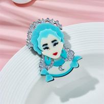 Blucome Bule Hair Zircon Lady Brooches Women's Stylish Acrylic Material Badge Exquisite Party Gift Pins Accessory Jewelry mėlyna