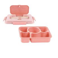 Bento pietų dėžutė su nepralaidžia padažų dėžute, daugiasluoksnė užkandžių dėžutė, maisto ruošimas B rožinė