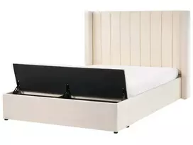 Lova su suoliuku NOYERS veliūrinė, kreminė balta 140 x 200 cm