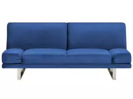 Dvivietė išskleidžiama sofa YORK iš veliūro, tamsiai mėlyna