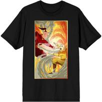Avatar The Last Airbender Aang and Zuko Fighting Black Graphic Tee S juoda