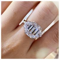 Vintage 5ct Emerald High Carbon Diamond Ring for Women Fashion Short Fingers Simulation Jewelry no. 6